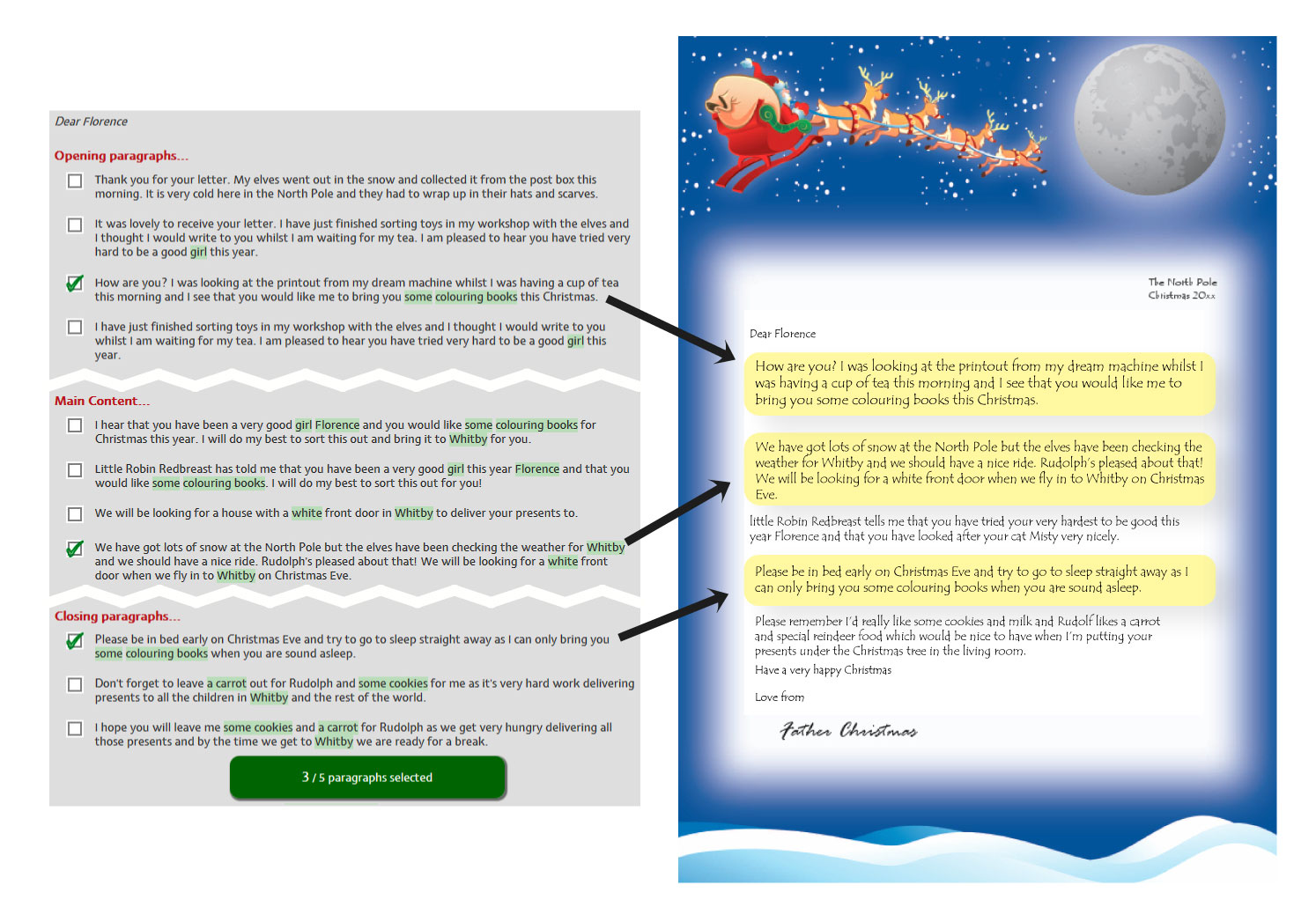 How to create your letter from Santa/Father Christmas